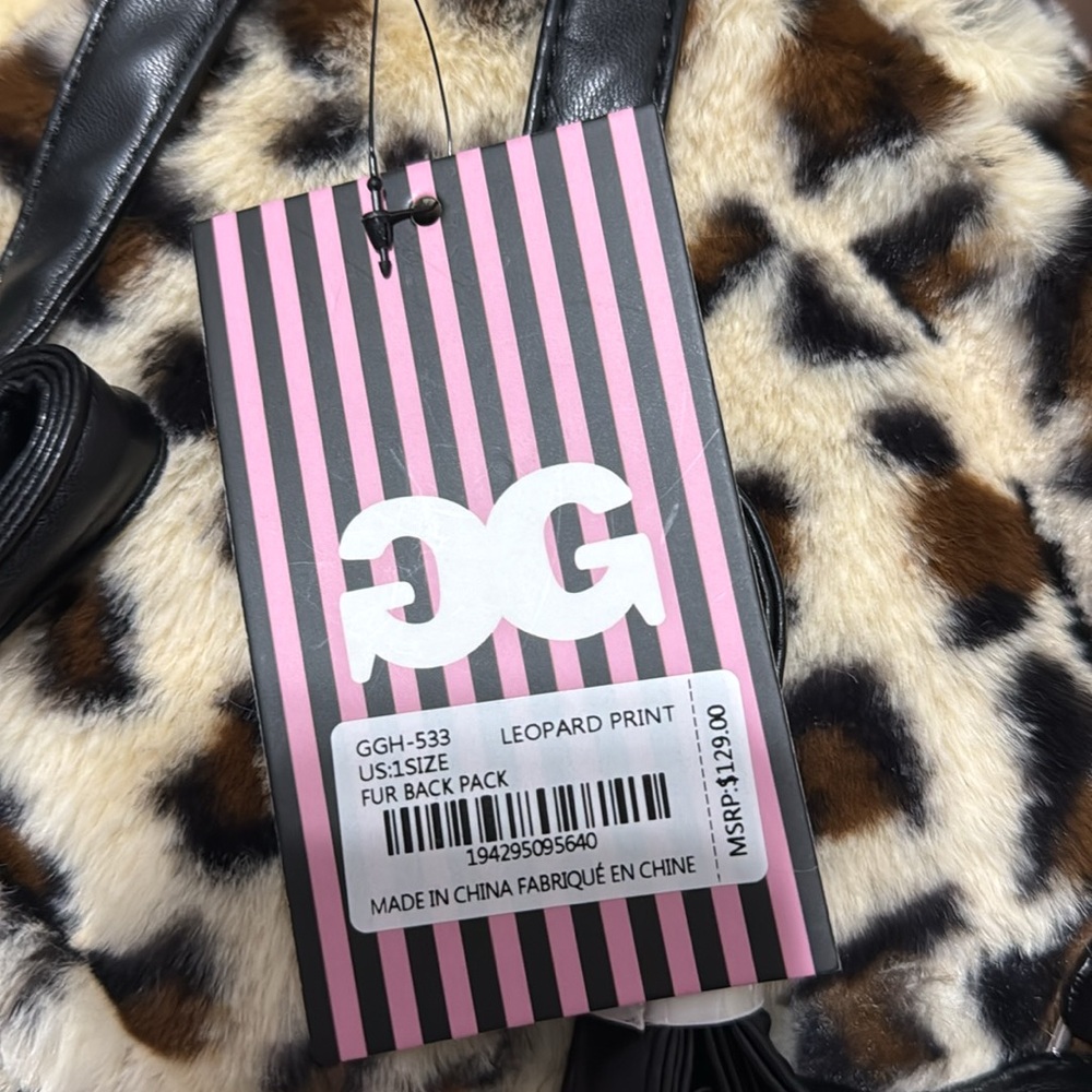 Gilda Paris Leopard Print Faux Fur Mini Backpack - Picture 7 of 7